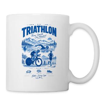 Affiche vintage triathlon bleue - Mug blanc - blanc - Droite