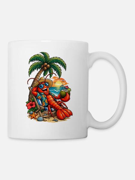Hawaiianischer Lobster am Strand - Tasse - Weiß