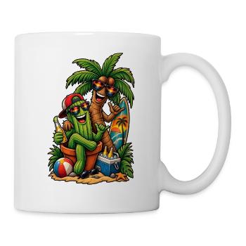Kaktus & Palme: Sommer-Surfer-Party - Tasse - Weiß - Rechts