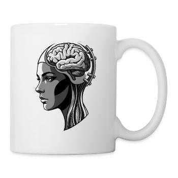 Kopfprofil mit Gehirn-Cybernetz - Tasse - Weiß - Rechts
