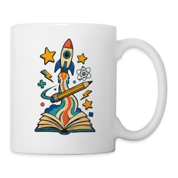 Fusée de début d’école tirée du livre au crayon - Mug blanc - blanc - Droite