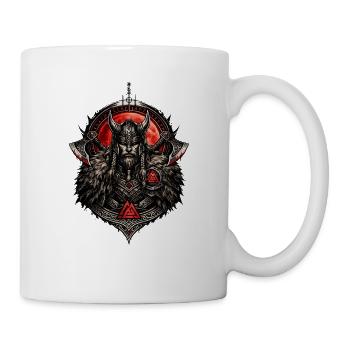 Emblem des gehörnten Wikingerkriegers - Tasse - Weiß - Rechts