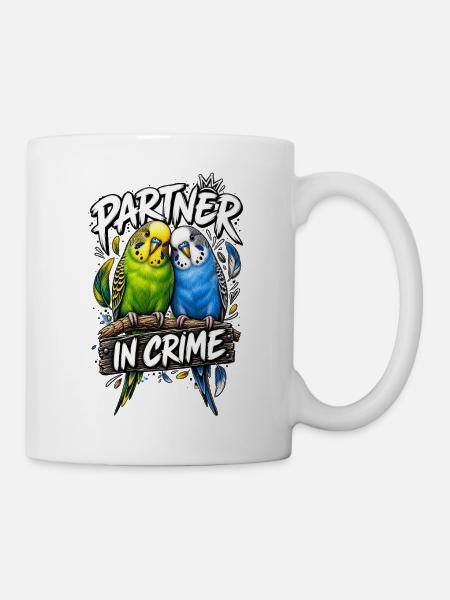 Wellensittiche Partner im Crime - Tasse - Weiß
