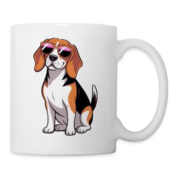 Beagle Dog Wearing Shades - Mug - white - Right