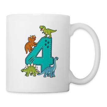 4. Geburtstag Dinosaurier 4 Jahre - Tasse - Weiß - Rechts