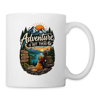 Das Abenteuer ist da draußen – Wandern und Camping - Tasse - Weiß - Rechts