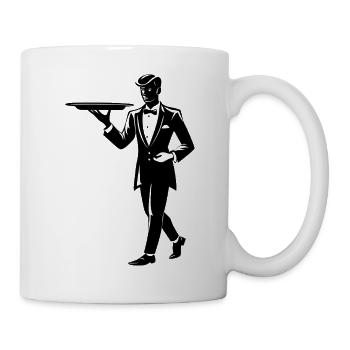 Kellner hält Tablett - Tasse - Weiß - Rechts