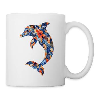 Patchwork dolphin with floral power - Mug - white - Right