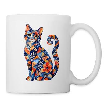 Patchwork Cat Floral Pattern - Mug - white - Right