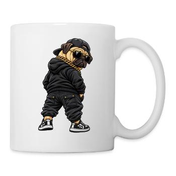 Cooler Gangster Mops im Streetwear Style - Tasse - Weiß - Rechts