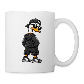 Coole Gangster Ente im Streetwear Style - Tasse - Weiß - Rechts