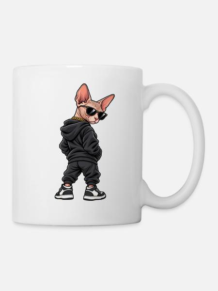 Cooler Gangster Sphinx Katze Streetwear - Tasse - Weiß