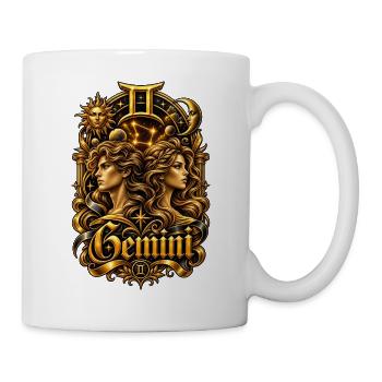 Goldene Zwillinge Tierkreiskunst - Tasse - Weiß - Rechts