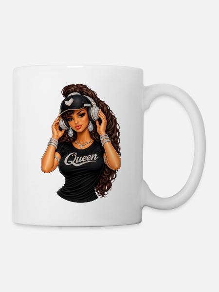 Queen Hip-Hop Glam-Illustration - Tasse - Weiß