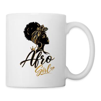 Afro Girl Dorée – Élégance Noire - Mug blanc - blanc - Droite