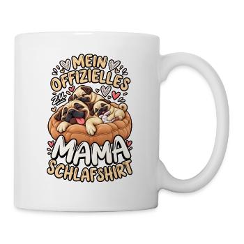Mamas Offizielles Schlafshirt mit Mops - Tasse - Weiß - Rechts