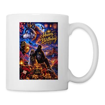 Luminous Birthday Wolf Night Scene - Mug - white - Right