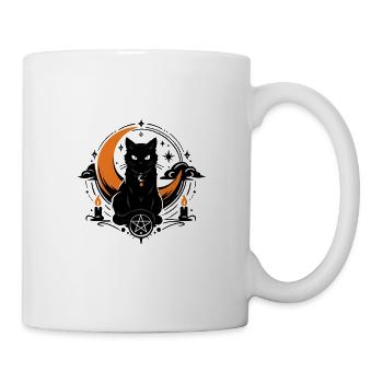 Mondzauber: Schwarze Katze - Tasse - Weiß - Rechts