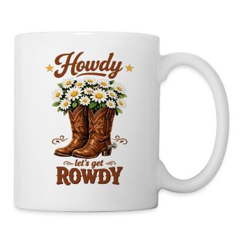 JGA Girl Cowboy Howdy Team Braut Western T-Shirt - Tasse - Weiß - Rechts