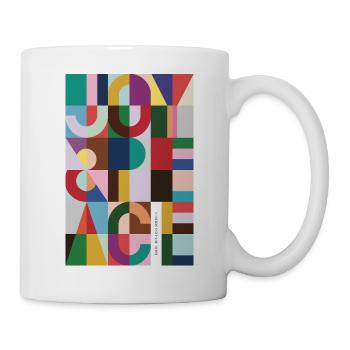 Joy & Peace – Abstraktes Farbdesign - Tasse - Weiß - Rechts
