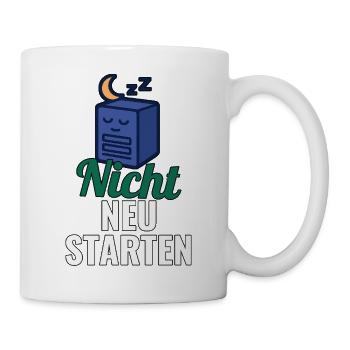 T-Shirt für Sysadmin – Nicht neu starten - Tasse - Weiß - Rechts