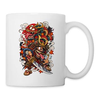 Drachen Samurai Krieger im Sturm - Tasse - Weiß - Rechts
