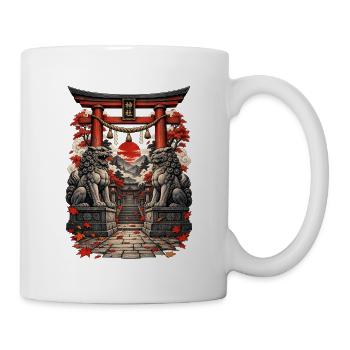 Roter Torii am Herbsttempel - Tasse - Weiß - Rechts
