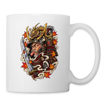 Samurai Drache auf Stahlhelm - Tasse - Weiß - Rechts