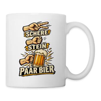 Schere Stein Bier – Spielshirt Party Fest Mallorca - Tasse - Weiß - Rechts