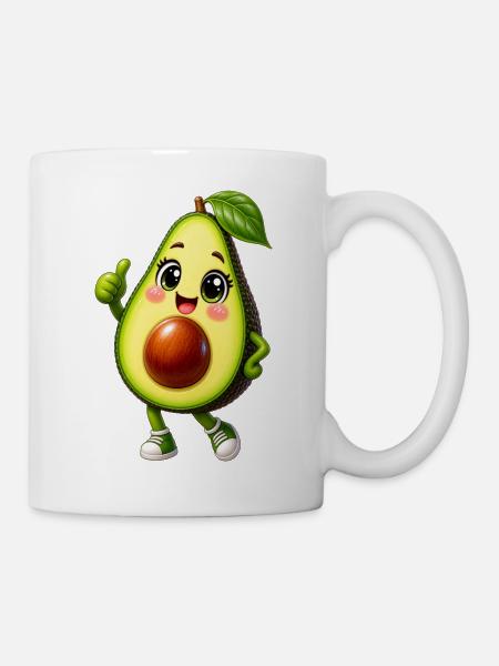Fröhliches Avocado-Maskottchen - Tasse - Weiß