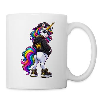 Gangster Einhorn im coolen Streetwear Look - Tasse - Weiß - Rechts
