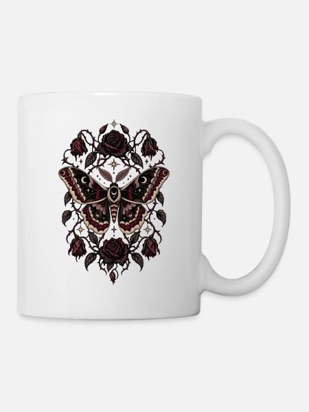 Nachtrose Falter - Tasse - Weiß
