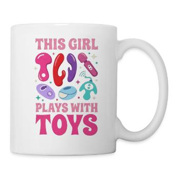 This Girl plays with toys doppeldeutig spielzeug - Tasse - Weiß - Rechts
