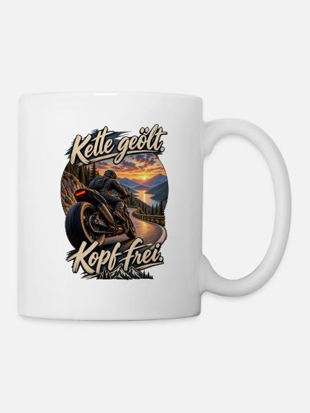 Kette geölt, Kopf frei - Tasse - Weiß