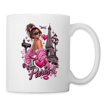 Ich liebe Paris. Damenkleidung und Accessoires - Tasse - Weiß - Rechts