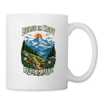 Berge im Kopf, Ruhe im Herz - Tasse - Weiß - Rechts