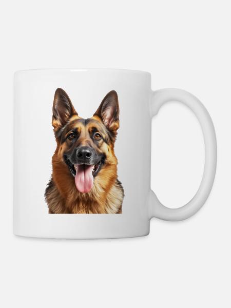 Deutscher Schäferhund – glückliches Porträt - Tasse - Weiß