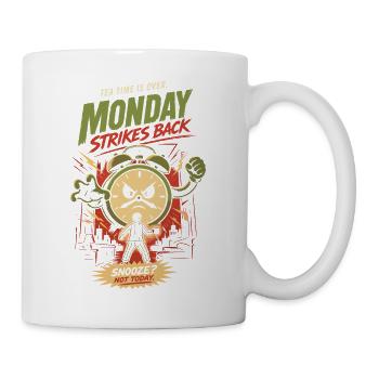 Monday Strikes Back lustiger Montag Kaffee Büro - Tasse - Weiß - Rechts