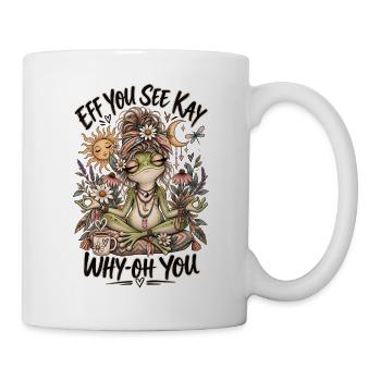 Zen-Frosch in Blüh, Boho-Nacht - Tasse - Weiß - Rechts