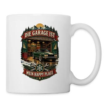 Die Garage ist mein Happy Place - Tasse - Weiß - Rechts