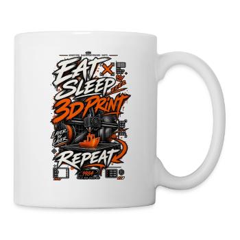 3D Druck Eat Sleep Print Repeat - Tasse - Weiß - Rechts