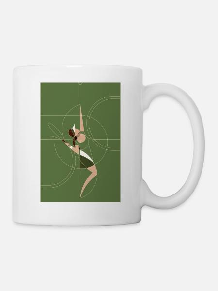 Geometrische Tennisspielerin – Tennis Kunst - Tasse - Weiß
