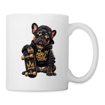 Bleib Cool Bulldog Skate Hoodie - Tasse - Weiß - Rechts