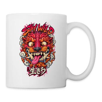 Stay Wild Tiger Neon Kopf - Tasse - Weiß - Rechts
