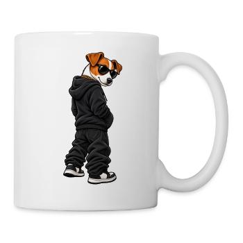 Gangster Jack Russell im Streetwear Look - Tasse - Weiß - Rechts