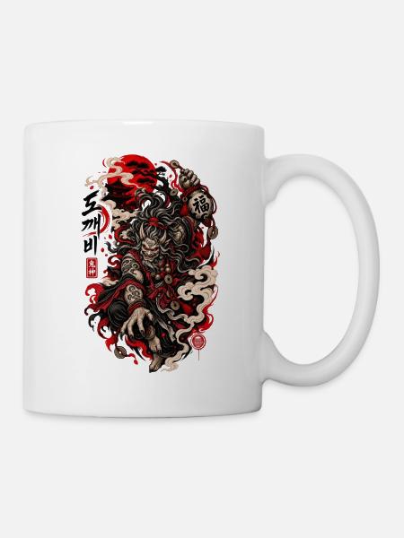 Dämonischer Wächter im Feuerrot - Tasse - Weiß