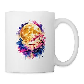 Torii Vollmond Sakura Aquarell - Tasse - Weiß - Rechts