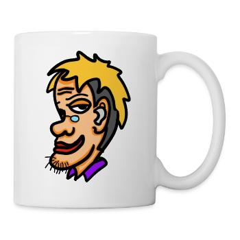 Retro-Cartoon: Ein Mann mit einem Yankee-Porträt - Tasse - Weiß - Rechts