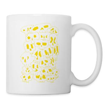 Skulls (Outlines Gelb) - Tasse - Weiß - Rechts