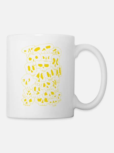 Skulls (Outlines Gelb) - Tasse - Weiß